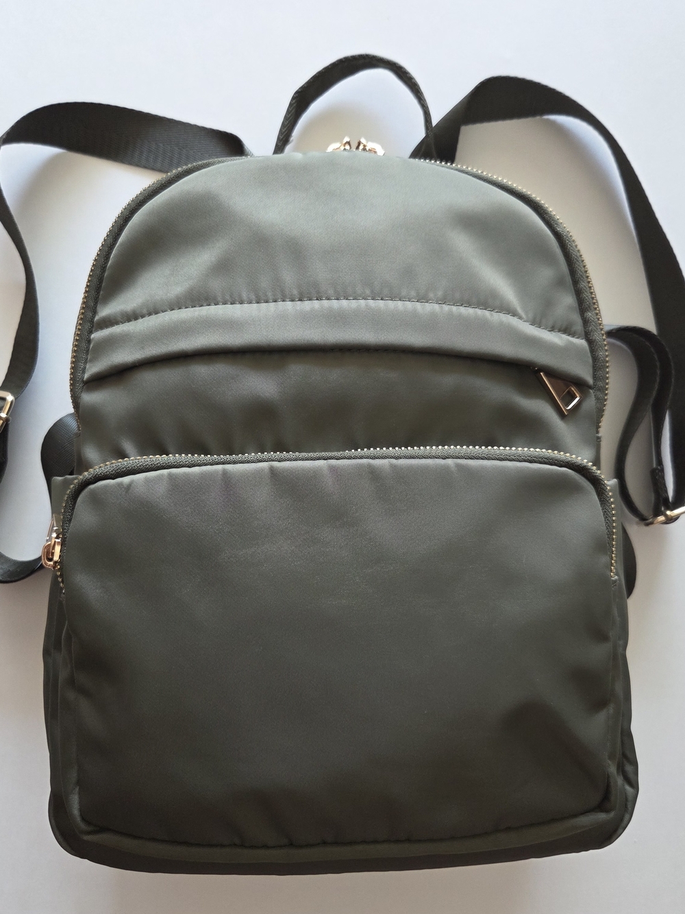 Olive Green Nylon Medium Backpack